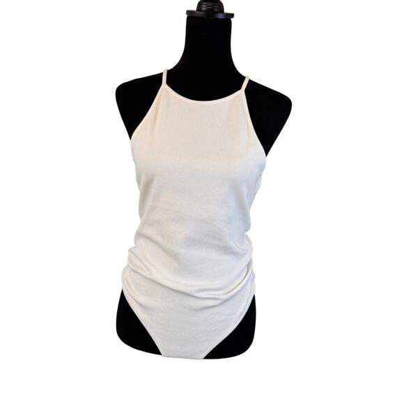 NWT ELODIE NORDSTROM White Sleeveless Ribbed One-Piece Bodysuit Size XL - Picture 1 of 4